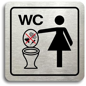 

Accept Piktogram "zákaz vhazování předmětů do WC II" (80 × 80 mm) (stříbrná tabulka - barevný tisk)