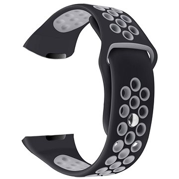 Eternico Silicone černo šedý (Large) pro Fitbit Charge 3 / 4 - Řemínek