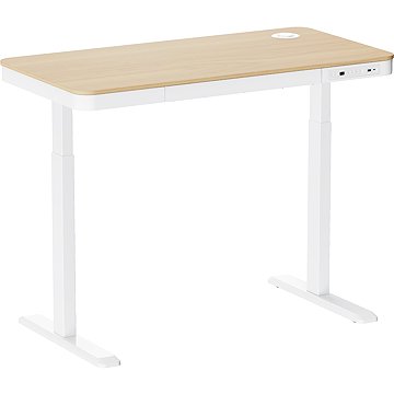 AlzaErgo Table ET6 AiO Charge 118x60 cm bílý + deska lamino bříza