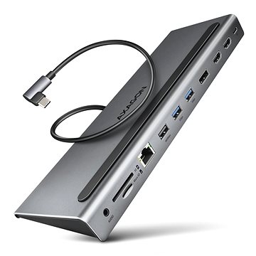

AXAGON HMC-4KX3 Docking Station, USB-C 5Gbps, 3x USB-A, 2x HDMI, DP, RJ-45, SD/mSD, audio, PD 100W