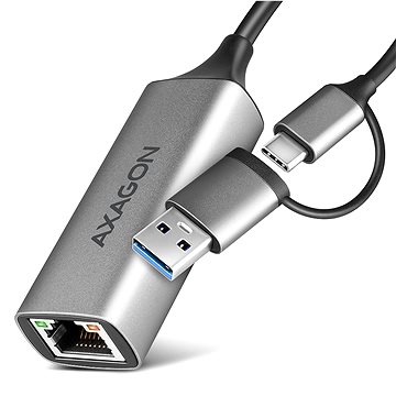 AXAGON ADE-TXCA, Gigabit Ethernet LAN network adapter, USB-C + USB-A 5Gbps