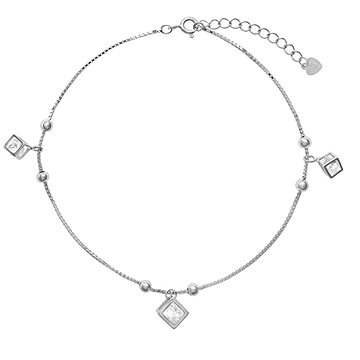 

AGAIN Jewelry Stříbrný náramek na kotník s kubickými zirkony AJNH0003 (Ag925/1000, 3,48 g)