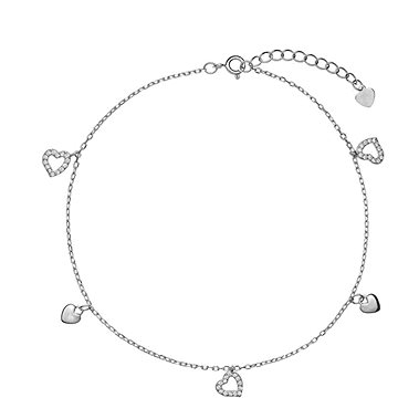 

AGAIN Jewelry Stříbrný náramek na nohu se srdíčky AJNH0007 (Ag925/1000, 2,3 g)