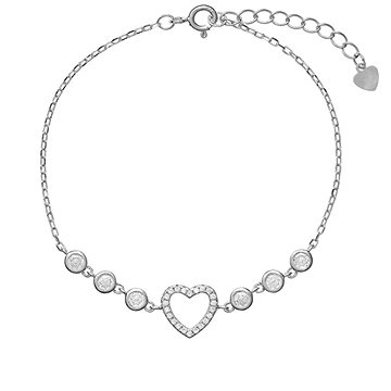 

AGAIN Jewelry Stříbrný náramek se srdíčkem a zirkony AJNR0013 (Ag925/1000, 2,93 g)