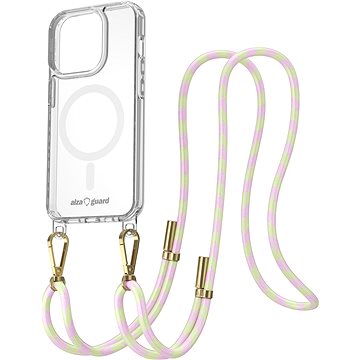 

AlzaGuard Luxe Detach Lanyard Case Compatible with MagSafe for iPhone 15 Pro růžovožlutý