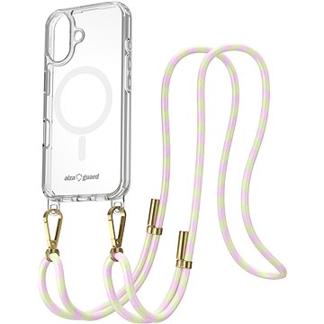 

AlzaGuard Luxe Detach Lanyard Case Compatible with MagSafe for iPhone 16 růžovožlutý