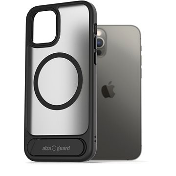 

AlzaGuard Matte Case with Stand Compatible with MagSafe for iPhone 12 / 12 Pro černý