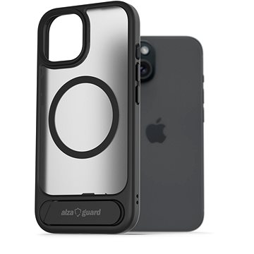 

AlzaGuard Matte Case with Stand Compatible with MagSafe for iPhone 15 černý