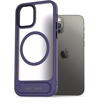 

AlzaGuard Matte Case with Stand Compatible with MagSafe for iPhone 12 / 12 Pro fialový