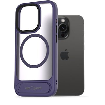 

AlzaGuard Matte Case with Stand Compatible with MagSafe for iPhone 15 Pro Max fialový