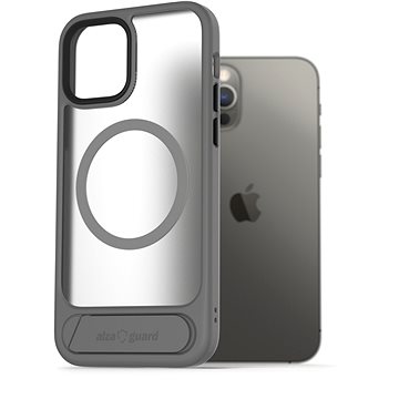 

AlzaGuard Matte Case with Stand Compatible with MagSafe for iPhone 12 / 12 Pro šedý