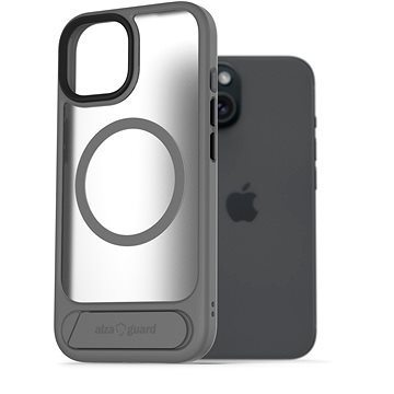 

AlzaGuard Matte Case with Stand Compatible with MagSafe for iPhone 15 šedý