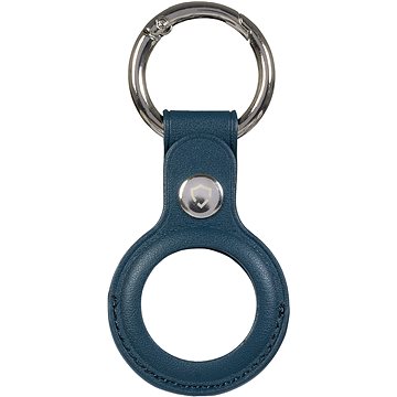 AlzaGuard Leather Keychain pro Airtag modrá - AirTag klíčenka