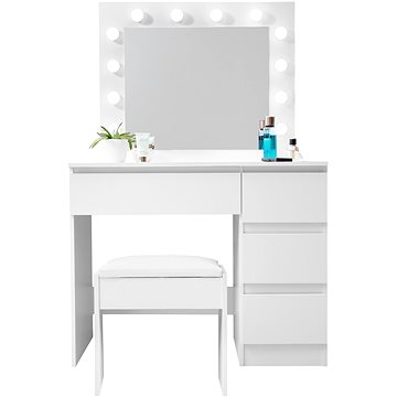 

Aga Toaletní stolek MRDT09 se zrcadlem a osvětlením + taburet, matný bílý
