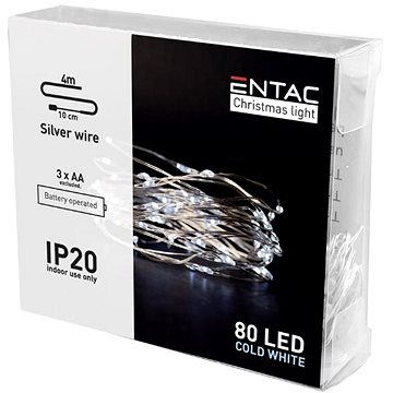 

Entac Nano LED vánoční řetěz 1m, vnitřní, studené světlo, 20 LED, na baterie AA