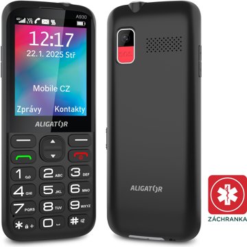 

Aligator A930 GPS 4G Senior černý + nabíjecí stojánek
