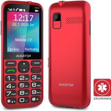 

Aligator A930 GPS 4G Senior červený + nabíjecí stojánek