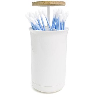 

Zásobník Balvi Push&Up 26841, plast, bílý/dřevo