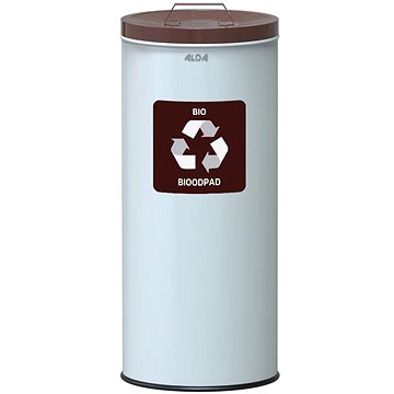 

Alda Koš na tříděný odpad Eko Nord 45 l, hnědé víko - bio, lakovaná ocel, bílý