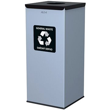 

Alda Koš na tříděný odpad Eko Square 60 l, černé víko - směs, lakovaná ocel, šedý