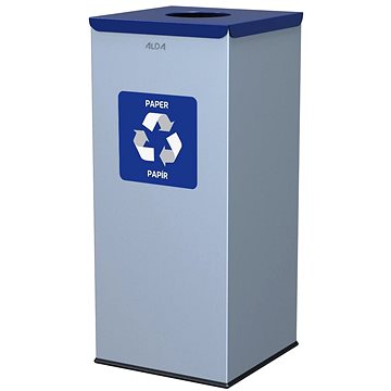 

Alda Koš na tříděný odpad Eko Square 60 l, modré víko - papír, lakovaná ocel, šedý