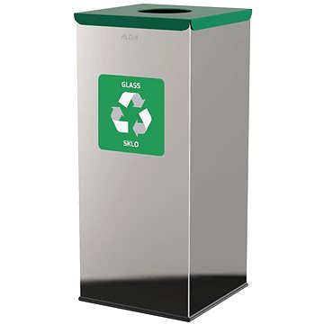 

Alda Koš na tříděný odpad Eko Square 60 l, zelené víko - sklo, lesklá nerez ocel
