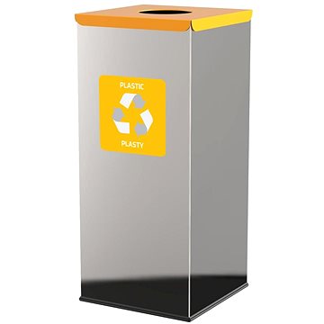 

Alda Koš na tříděný odpad Eko Square 60 l, žluté víko - plast, lesklá nerez ocel