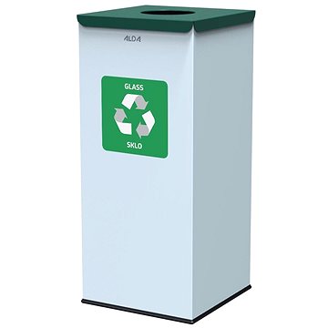 

Alda Koš na tříděný odpad Eko Square Nord 60 l, zelené víko - sklo, lakovaná ocel, bílý