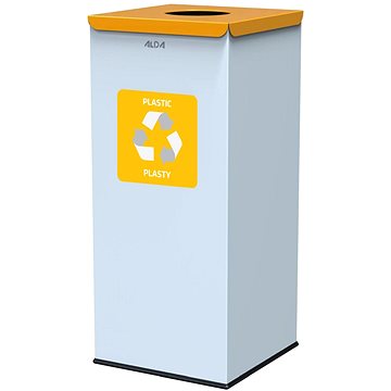 

Alda Koš na tříděný odpad Eko Square Nord 60 l, žluté víko - plast, lakovaná ocel, bílý