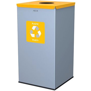 

Alda Koš na tříděný odpad Eko Square Nord 90 l, žluté víko - plast, lakovaná ocel, šedý
