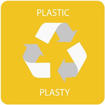 

Alda Samolepka pro odpadkový koš pro tříděný odpad - PLAST, žlutá, 17,5 × 17,5 cm