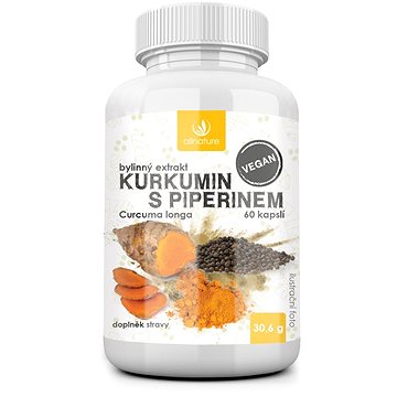

Allnature Kurkumin s piperinem bylinný extrakt 60 kapslí