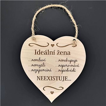 

AMADEA Dřevěné srdce s nápisem Ideální žena..., masivní dřevo, 16 x 15 cm