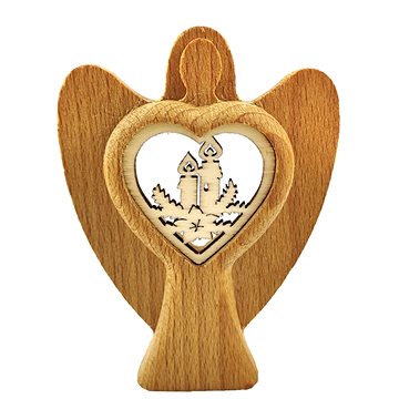 

AMADEA Dřevěný anděl s vkladem - svíčky, masivní dřevo, výška 10 cm