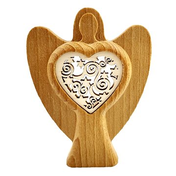 

AMADEA Dřevěný anděl s vkladem - ornament, masivní dřevo, výška 10 cm