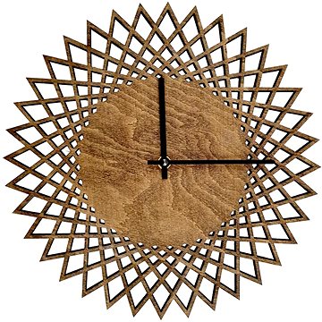 

AMADEA Dřevěné hodiny nástěnné ve tvaru slunce tmavé, masivní dřevo, průměr 30 cm