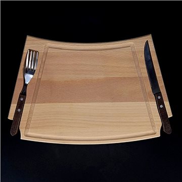 

AMADEA Dřevěné prkénko na steak s příborem, masivní dřevo, rozměr 36x22x2 cm