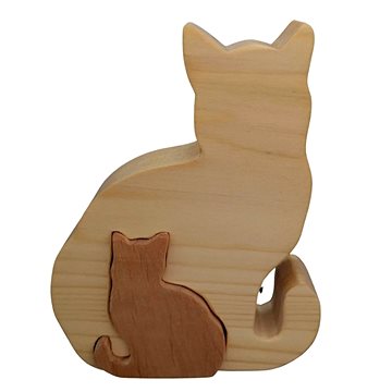 

AMADEA Dřevěné puzzle kočky, masivní dřevo dvou druhů dřevin, 11,5x15x3 cm