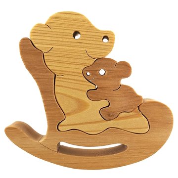 

AMADEA Dřevěné puzzle houpací medvěd, masivní dřevo dvou druhů dřevin, 13,5x12x3 cm