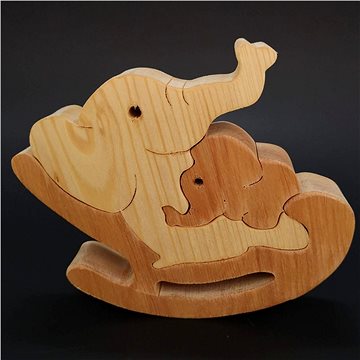 

AMADEA Dřevěné puzzle houpací slon, masivní dřevo dvou druhů dřevin, 14x12,5x3 cm