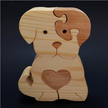 

AMADEA Dřevěné puzzle pes, masivní dřevo dvou druhů dřevin,11x15x3 cm