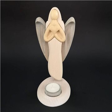 

AMADEA Dřevěný svícen anděl se srdcem, barevný, výška 25 cm