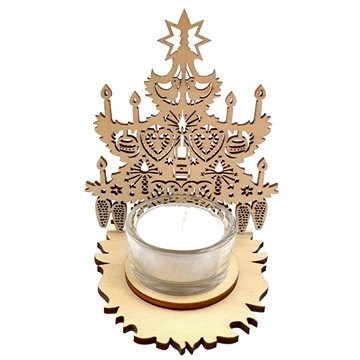 

AMADEA Dřevěný svícen vánoční stromek, 11 cm