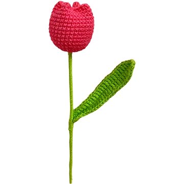 

ANNAM Háčkovaná květina Buclaté tulipány v karmínové barvě, 7 × 33 cm