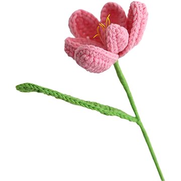 

ANNAM Háčkovaná květina kvetoucí tulipány růžové, 42 cm
