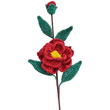 

ANNAM Háčkovaná květina Kamélie červená, 10 × 41 cm