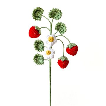 

ANNAM Háčkovaná květina Ovocná vícehlavá jahoda, 10 × 44 cm