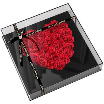

ANNAM 34 mýdlových růží v srdcovém dárkovém boxu 29 × 29 cm, červený
