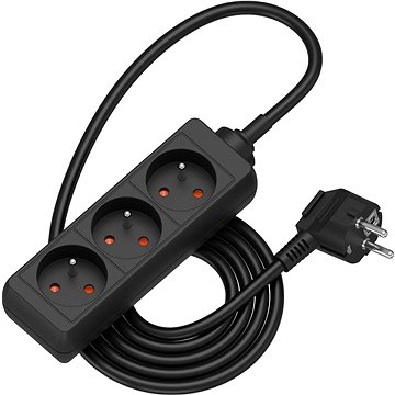 AlzaPower prodlužovací přívod 230V 3 zásuvky 1.5m černý