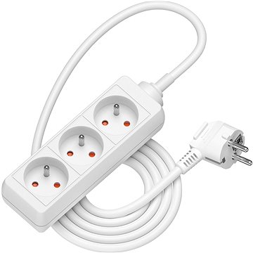 AlzaPower prodlužovací přívod 230V 3 zásuvky 1.5m bílý